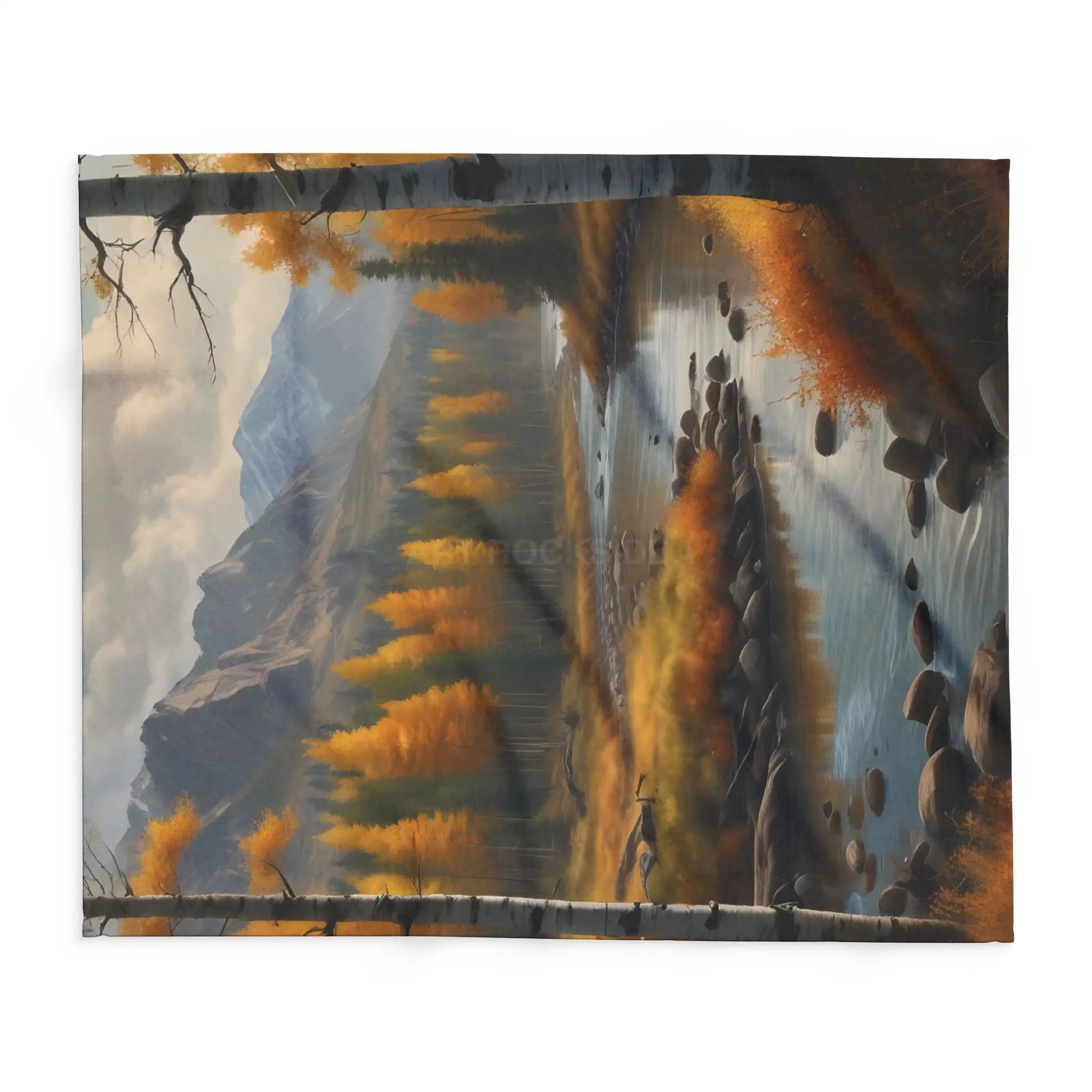 Cozy Golden Autumn Landscape Blanket Warm Fleece Throw for Fall Decor Perfect Gift for Nature Lovers Seasonal Home