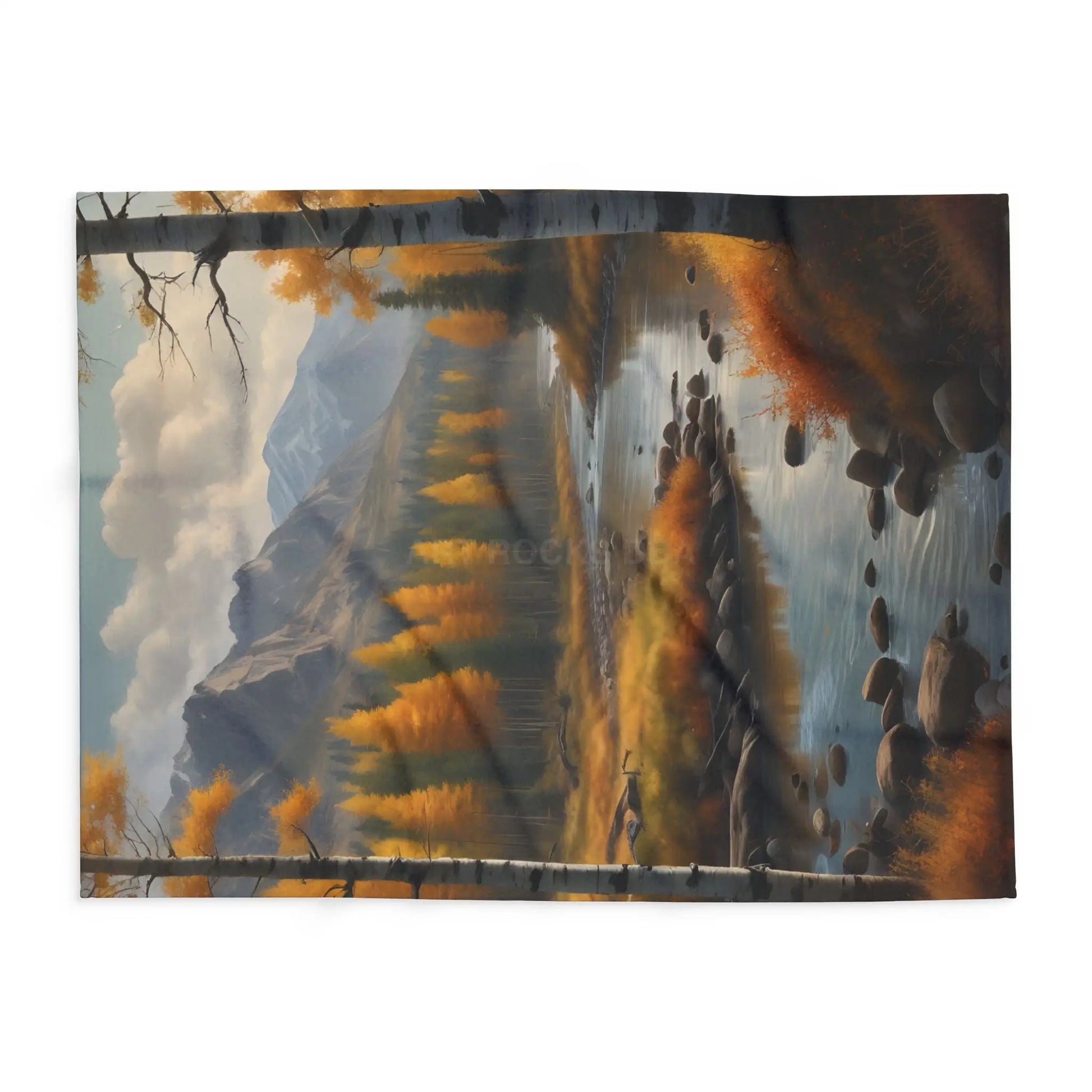 Cozy Golden Autumn Landscape Blanket Warm Fleece Throw for Fall Decor Perfect Gift for Nature Lovers Seasonal Home