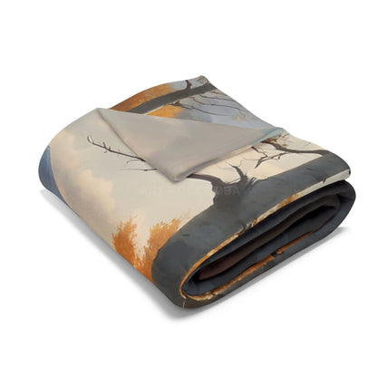 Cozy Golden Autumn Landscape Blanket Warm Fleece Throw for Fall Decor Perfect Gift for Nature Lovers Seasonal Home