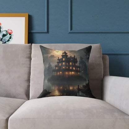 Cozy Haunted House Pillow Halloween Decor Spooky Home Accent Gift for Horror Fans Gothic Cushion Haunted Mansion - Home