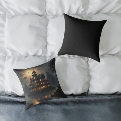 Cozy Haunted House Pillow Halloween Decor Spooky Home Accent Gift for Horror Fans Gothic Cushion Haunted Mansion - Home