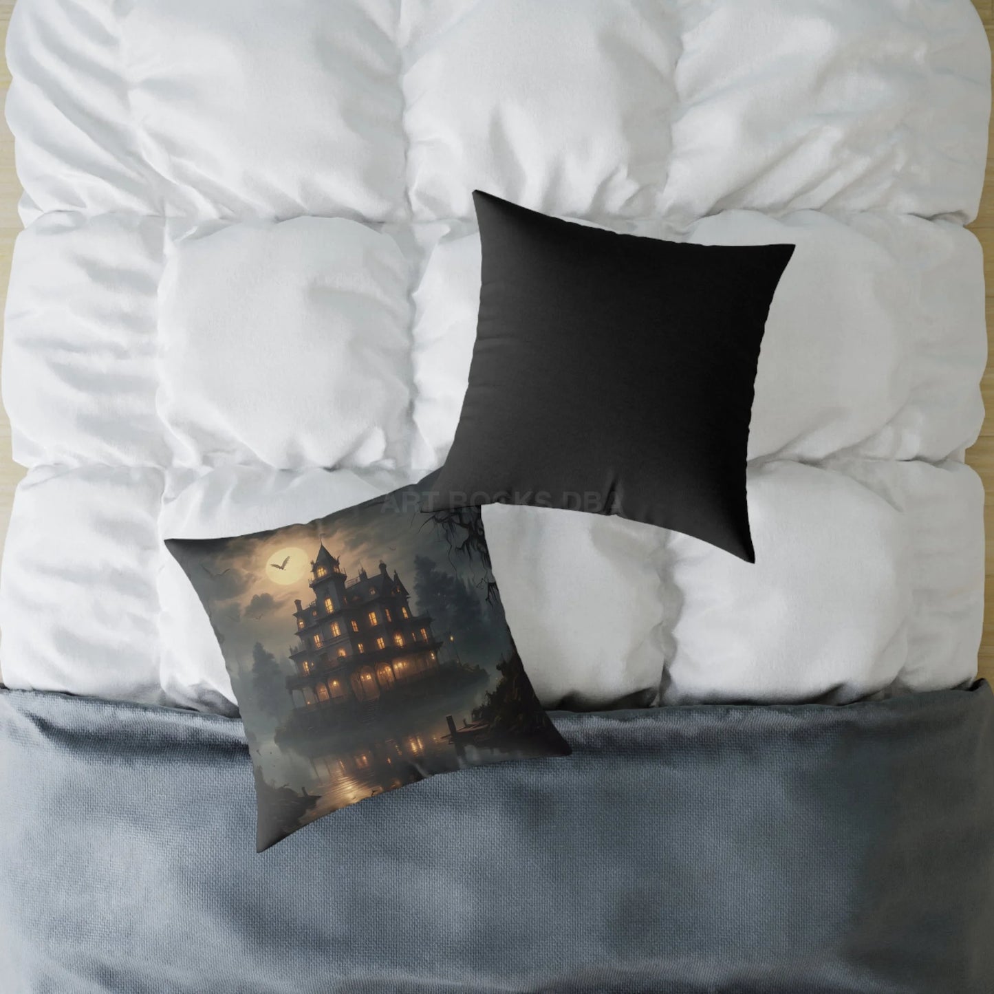 Cozy Haunted House Pillow Halloween Decor Spooky Home Accent Gift for Horror Fans Gothic Cushion Haunted Mansion - Home