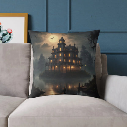 Cozy Haunted House Pillow Halloween Decor Spooky Home Accent Gift for Horror Fans Gothic Cushion Haunted Mansion - Home
