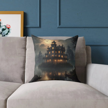 Cozy Haunted House Pillow Halloween Decor Spooky Home Accent Gift for Horror Fans Gothic Cushion Haunted Mansion - Home