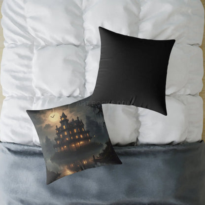 Cozy Haunted House Pillow Halloween Decor Spooky Home Accent Gift for Horror Fans Gothic Cushion Haunted Mansion - Home