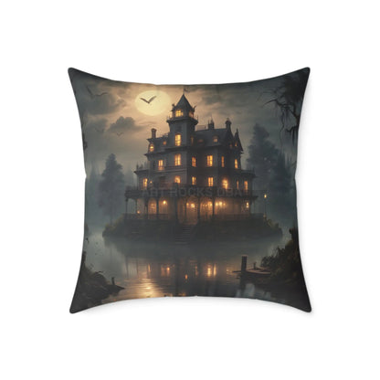 Cozy Haunted House Pillow Halloween Decor Spooky Home Accent Gift for Horror Fans Gothic Cushion Haunted Mansion - 24’’