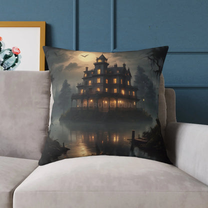 Cozy Haunted House Pillow Halloween Decor Spooky Home Accent Gift for Horror Fans Gothic Cushion Haunted Mansion - Home