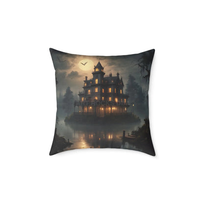 Cozy Haunted House Pillow Halloween Decor Spooky Home Accent Gift for Horror Fans Gothic Cushion Haunted Mansion - 20’’
