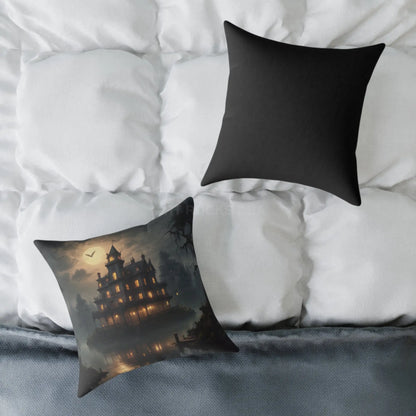 Cozy Haunted House Pillow Halloween Decor Spooky Home Accent Gift for Horror Fans Gothic Cushion Haunted Mansion - Home