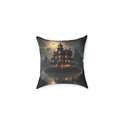 Cozy Haunted House Pillow Halloween Decor Spooky Home Accent Gift for Horror Fans Gothic Cushion Haunted Mansion - 16’’