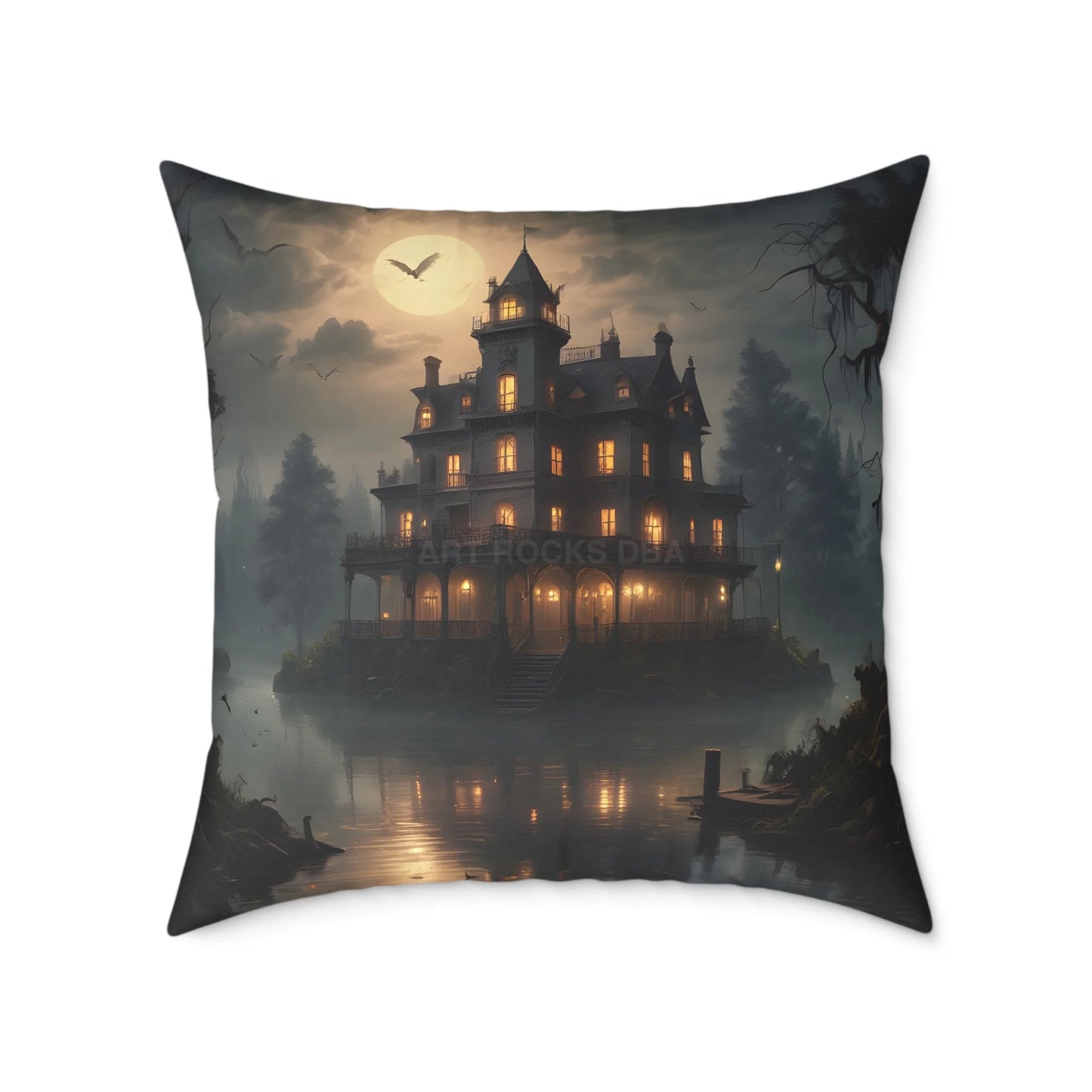 Cozy Haunted House Pillow Halloween Decor Spooky Home Accent Gift for Horror Fans Gothic Cushion Haunted Mansion - 26’’