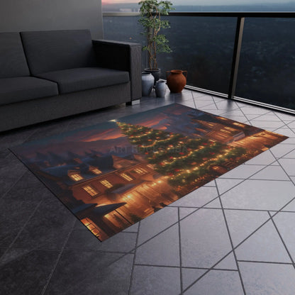 Cozy Holiday Outdoor Rug Christmas Decor Winter Mat Patio Rug Seasonal Welcome Mat Festive Doormat - Home Decor