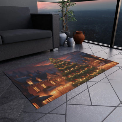 Cozy Holiday Outdoor Rug Christmas Decor Winter Mat Patio Rug Seasonal Welcome Mat Festive Doormat - Home Decor
