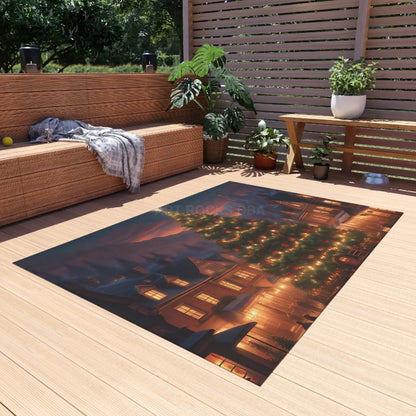 Cozy Holiday Outdoor Rug Christmas Decor Winter Mat Patio Rug Seasonal Welcome Mat Festive Doormat - 60’’ × 84’’ - Home