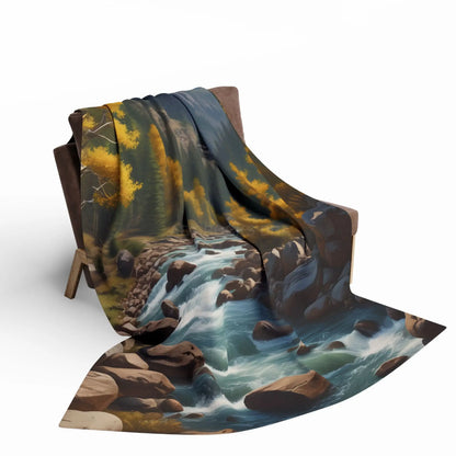 Cozy Mountain Aspen Landscape Fleece Blanket | Nature-Themed Throw | Perfect for Home Decor Gifts Camping and Outdoor