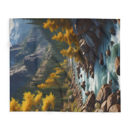 Cozy Mountain Aspen Landscape Fleece Blanket | Nature-Themed Throw | Perfect for Home Decor Gifts Camping and Outdoor