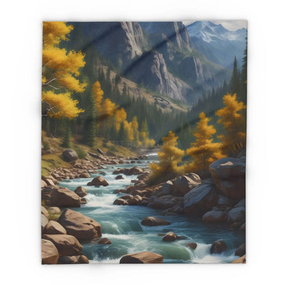 Cozy Mountain Aspen Landscape Fleece Blanket | Nature-Themed Throw | Perfect for Home Decor Gifts Camping and Outdoor
