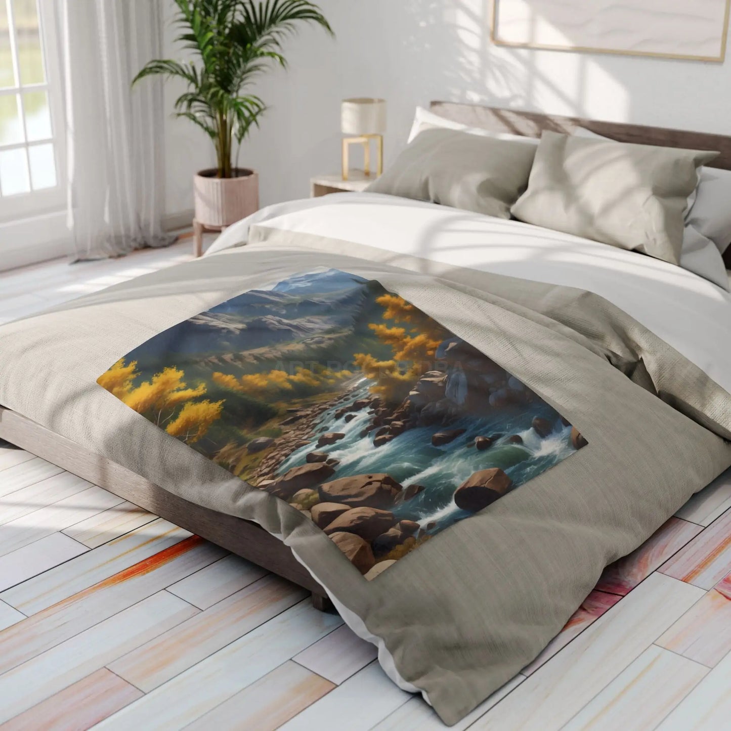 Cozy Mountain Aspen Landscape Fleece Blanket | Nature-Themed Throw | Perfect for Home Decor Gifts Camping and Outdoor