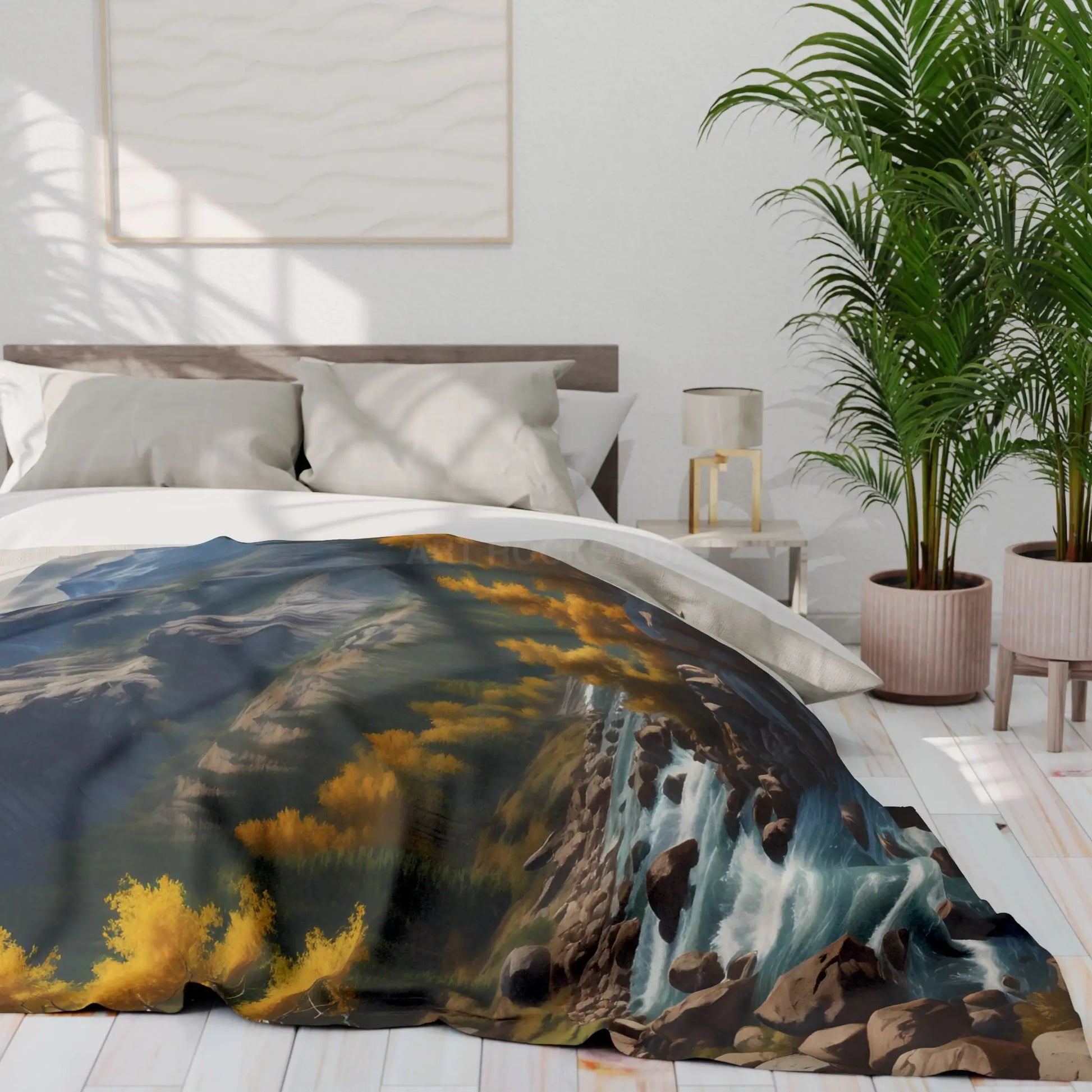 Cozy Mountain Aspen Landscape Fleece Blanket | Nature-Themed Throw | Perfect for Home Decor Gifts Camping and Outdoor
