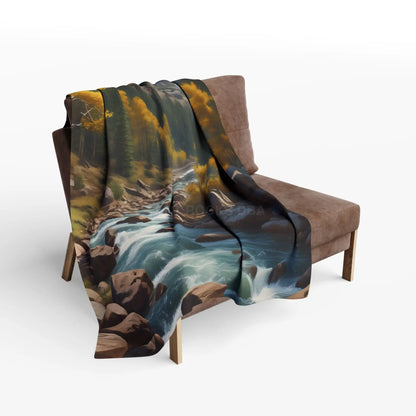 Cozy Mountain Aspen Landscape Fleece Blanket | Nature-Themed Throw | Perfect for Home Decor Gifts Camping and Outdoor