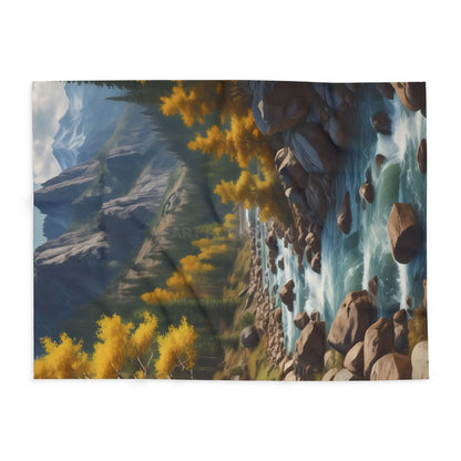 Cozy Mountain Aspen Landscape Fleece Blanket | Nature-Themed Throw | Perfect for Home Decor Gifts Camping and Outdoor