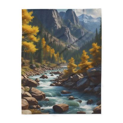 Cozy Mountain Aspen Landscape Fleece Blanket | Nature-Themed Throw | Perfect for Home Decor Gifts Camping and Outdoor