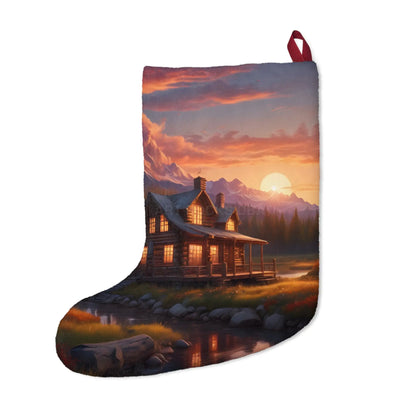 Cozy Mountain Cabin Christmas Stocking — Scenic Sunset Lodge Holiday Décor - One size - Home Decor