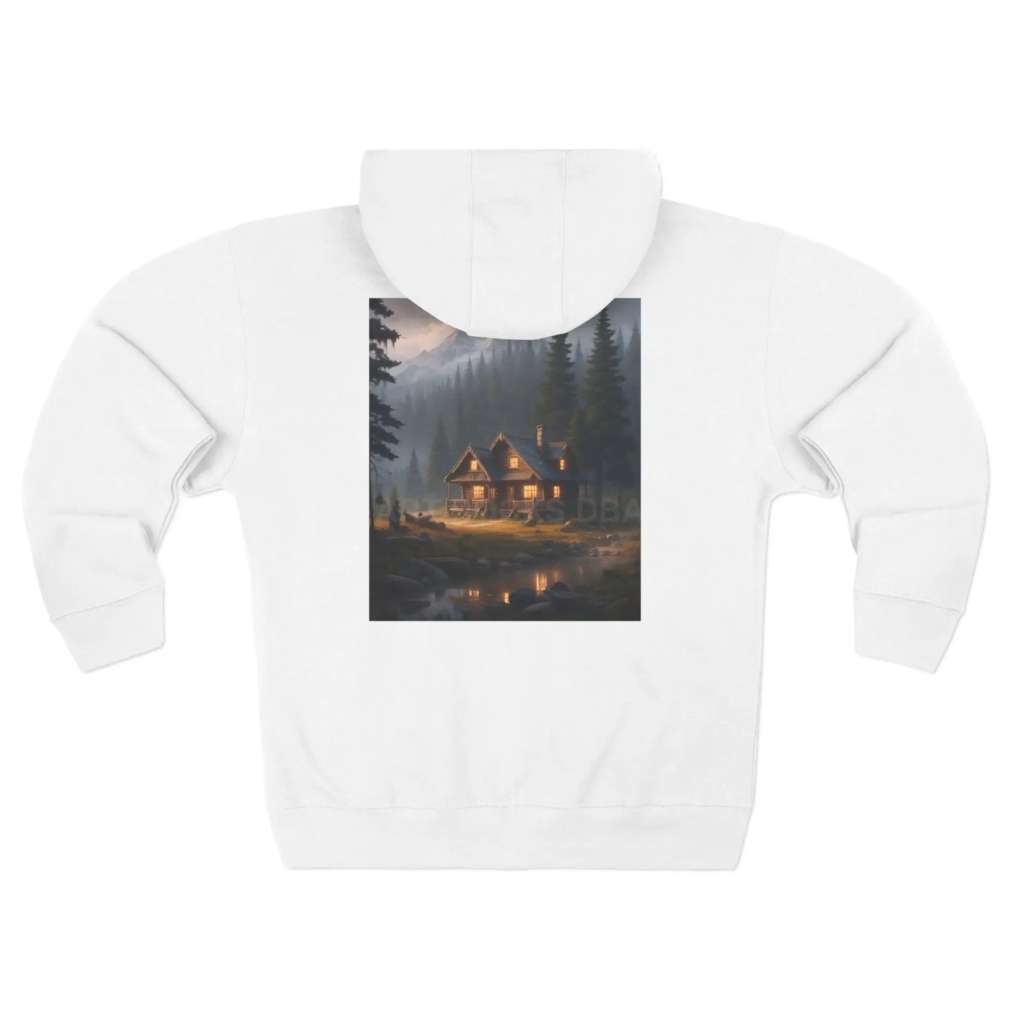 Cozy Mountain Cabin Painting Style Zip-Up Sweatshirt - XS / White - Hoodie
