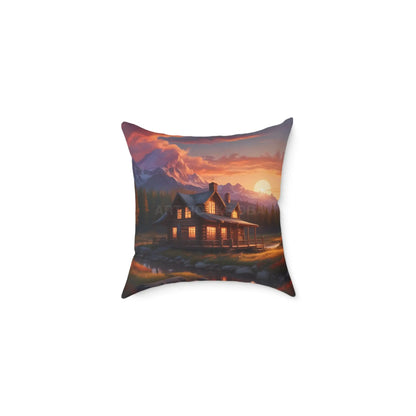 Cozy Mountain Cabin Pillow Cabin Decor Home Accent Rustic Gift Throw Pillow - 16’’ × 16’’ - Home Decor