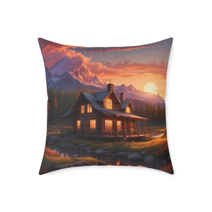 Cozy Mountain Cabin Pillow Cabin Decor Home Accent Rustic Gift Throw Pillow - 24’’ × 24’’ - Home Decor