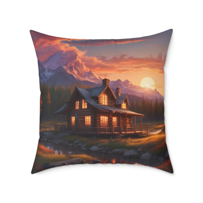 Cozy Mountain Cabin Pillow Cabin Decor Home Accent Rustic Gift Throw Pillow - 26’’ × 26’’ - Home Decor