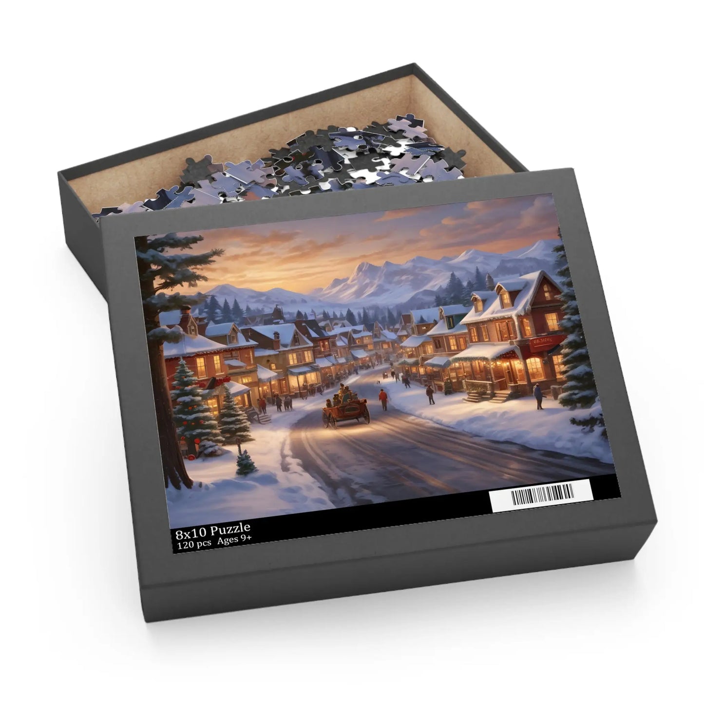 Cozy Snowy Mountain Town Jigsaw Puzzle- (120/252/500 pieces) - 10’’ × 8’’ (120 pcs) - Puzzle