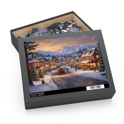 Cozy Snowy Mountain Town Jigsaw Puzzle- (120/252/500 pieces) - 10’’ × 8’’ (120 pcs) - Puzzle
