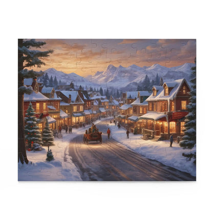 Cozy Snowy Mountain Town Jigsaw Puzzle- (120/252/500 pieces) - Puzzle