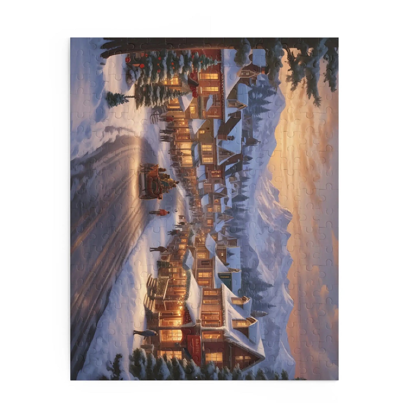 Cozy Snowy Mountain Town Jigsaw Puzzle- (120/252/500 pieces) - Puzzle