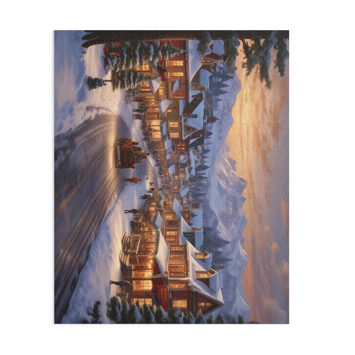 Cozy Snowy Mountain Town Jigsaw Puzzle- (120/252/500 pieces) - Puzzle