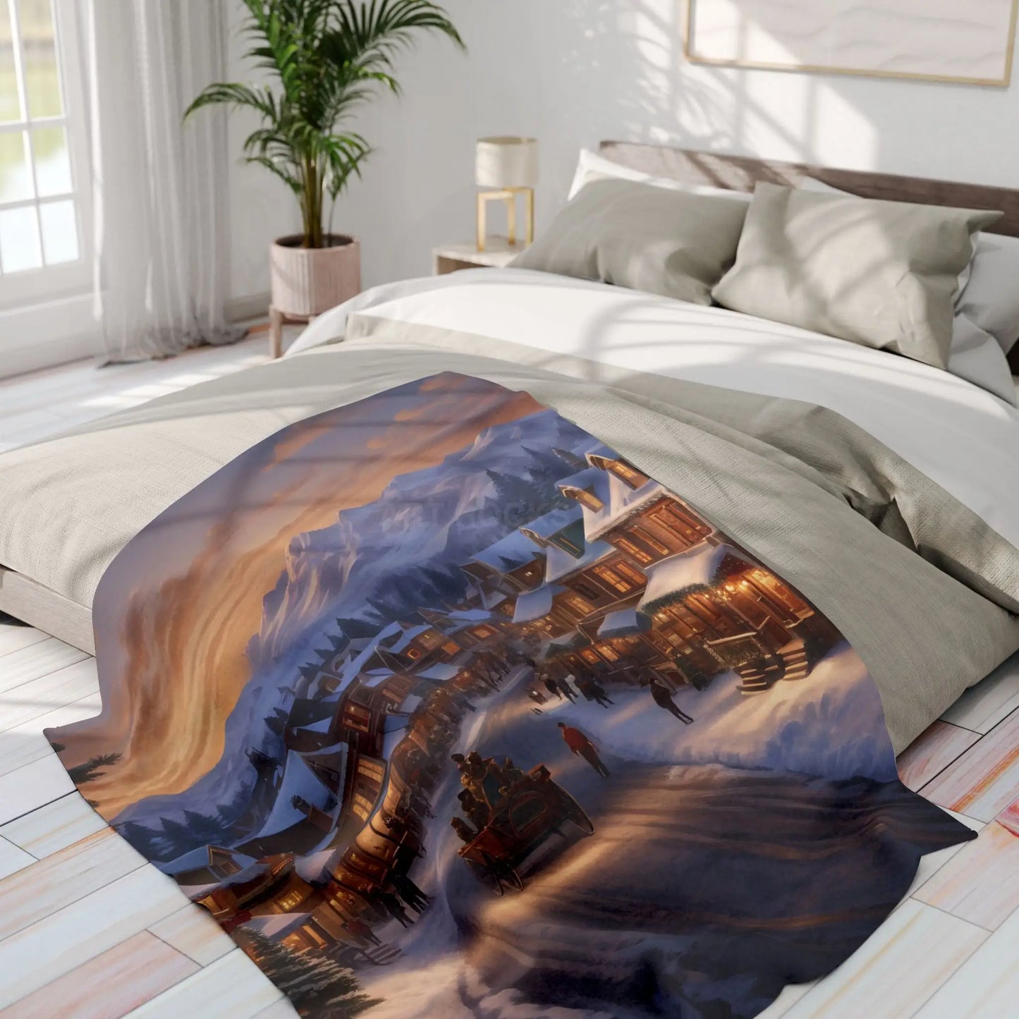 Cozy Winter Scene Fleece Blanket – Perfect for Holiday Decor Gift for Him or Her Winter Snuggle Time Christmas Home