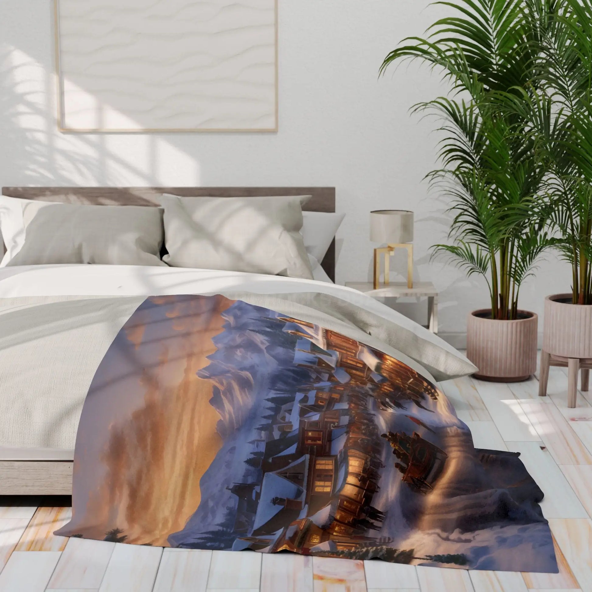 Cozy Winter Scene Fleece Blanket – Perfect for Holiday Decor Gift for Him or Her Winter Snuggle Time Christmas Home