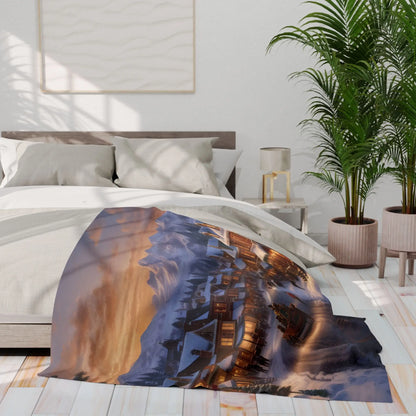 Cozy Winter Scene Fleece Blanket – Perfect for Holiday Decor Gift for Him or Her Winter Snuggle Time Christmas Home