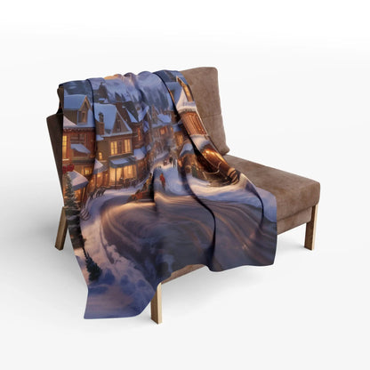 Cozy Winter Scene Fleece Blanket – Perfect for Holiday Decor Gift for Him or Her Winter Snuggle Time Christmas Home