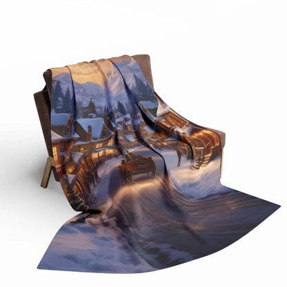 Cozy Winter Scene Fleece Blanket – Perfect for Holiday Decor Gift for Him or Her Winter Snuggle Time Christmas Home