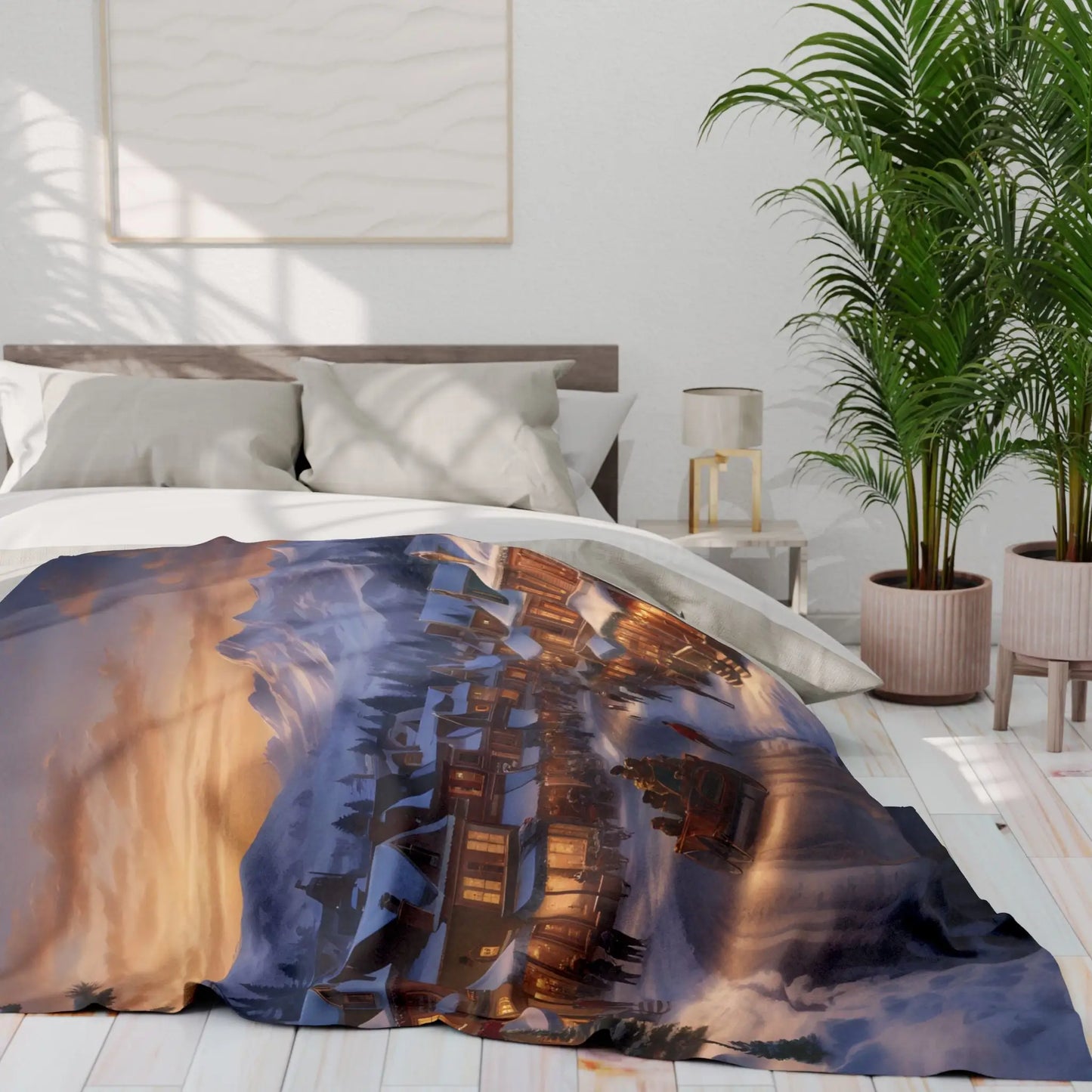 Cozy Winter Scene Fleece Blanket – Perfect for Holiday Decor Gift for Him or Her Winter Snuggle Time Christmas Home
