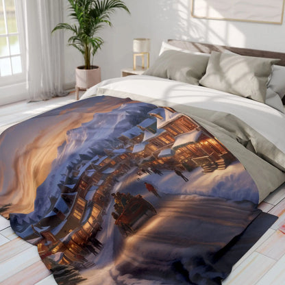 Cozy Winter Scene Fleece Blanket – Perfect for Holiday Decor Gift for Him or Her Winter Snuggle Time Christmas Home