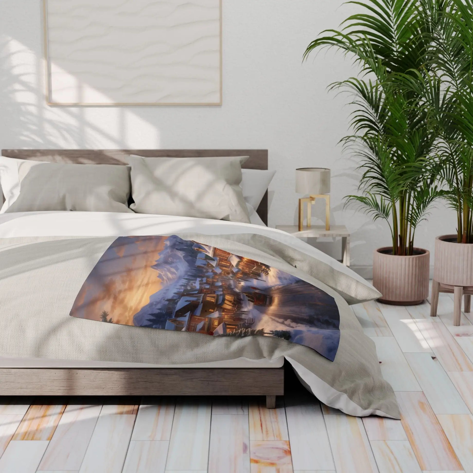 Cozy Winter Scene Fleece Blanket – Perfect for Holiday Decor Gift for Him or Her Winter Snuggle Time Christmas Home