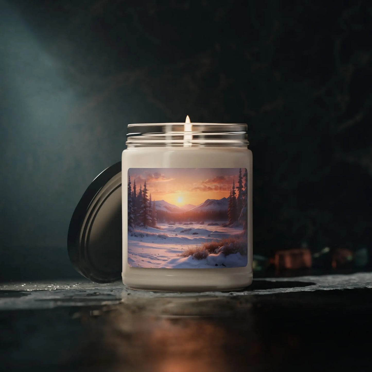 Cozy Winter Sunset Scented Soy Candle Aromatherapy Candle Winter Home Decor Gift for Her Relaxation Candle Handmade