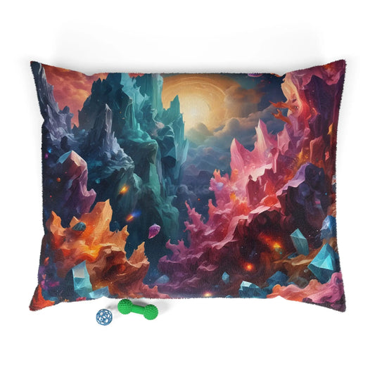 Crystal Cavern Pet Bed — Colorful Fantasy Dog & Cat Cushion - 50’’ × 40’’ - Pets