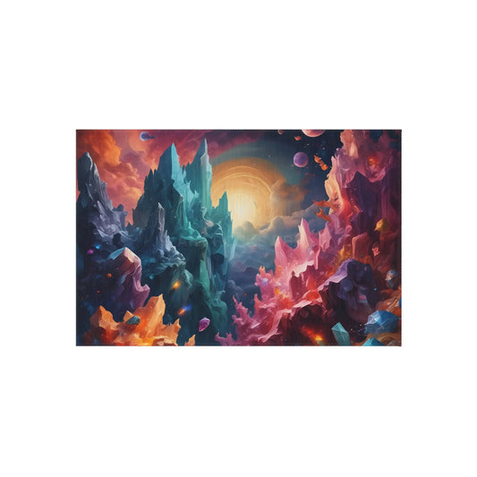 Crystal Galaxy Outdoor Rug Patio Decor Garden Mat Festival Ground Cover Colorful Area Rug Camping Essentials