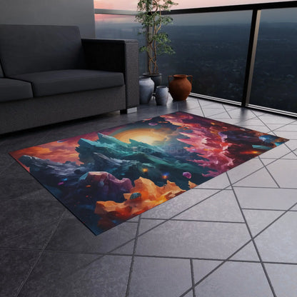 Crystal Galaxy Outdoor Rug Patio Decor Garden Mat Festival Ground Cover Colorful Area Rug Camping Essentials