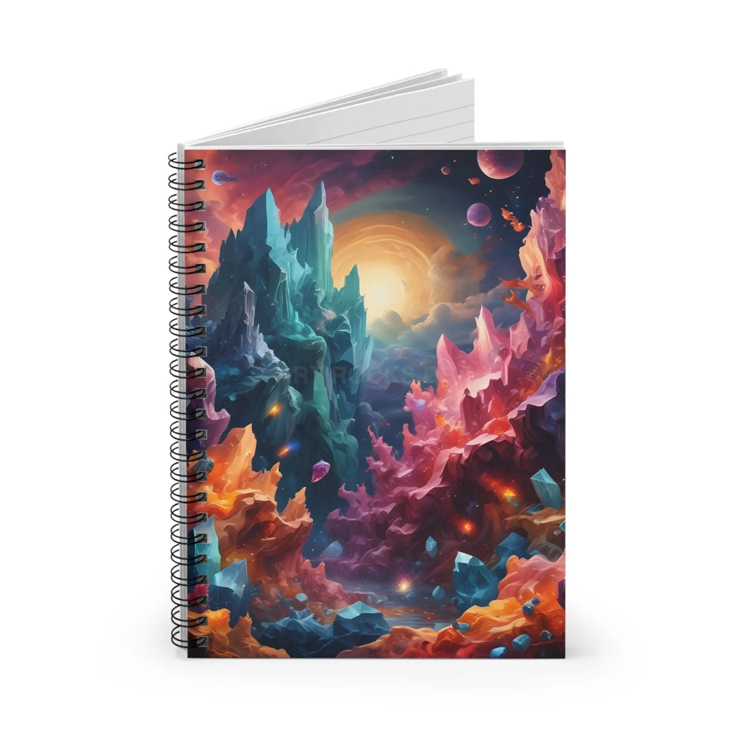 Crystal World Spiral Notebook - Vibrant Art Journal Gift for Artists Writing Notebook Celestial Decor - One Size