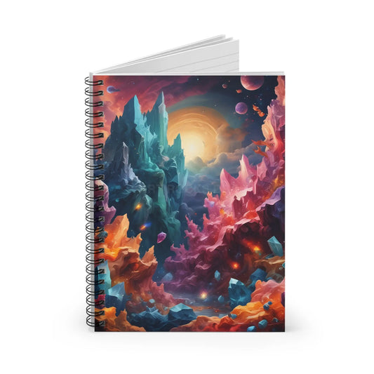 Crystal World Spiral Notebook - Vibrant Art Journal Gift for Artists Writing Notebook Celestial Decor - One Size